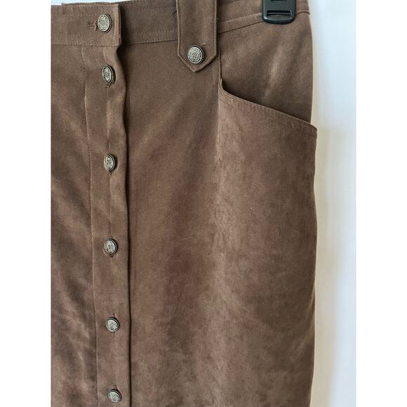 Alfred Dunner Women's Browns Suede Style A-Line Midi Skirt Size 8 Boho Casual - Picture 3 of 9
